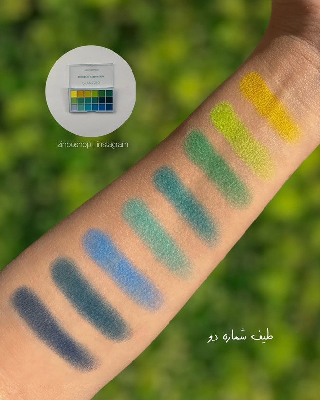 پالت سایه ۱۸ رنگ میس لارا miss lara , دارای ۲ طیف رنگی نارنجی،آبی پرپیگمنت و بدون ریزش